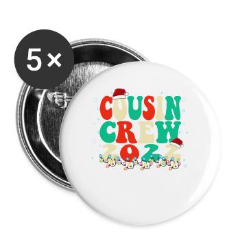 Cute Cousin Crew Christmas - Cousins Matching Paja - Buttons large 2.2''/56 mm (5-pack) - white - Front