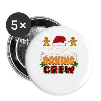 Cookie Baking Crew Familie Weihnachtspyjama - Buttons groß 56 mm (5er Pack) - Weiß - Vorne