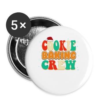 Vintage Farbe Weihnachtsplätzchen Backen Crew - Buttons groß 56 mm (5er Pack) - Weiß - Vorne