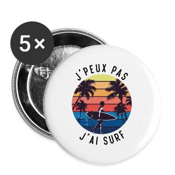 Je peux pas j'ai surf - Lot de 5 grands badges (56 mm) - blanc - Devant