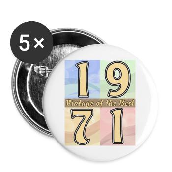BIRTHDAY YEAR 1971 - Buttons large 2.2''/56 mm (5-pack) - white - Front