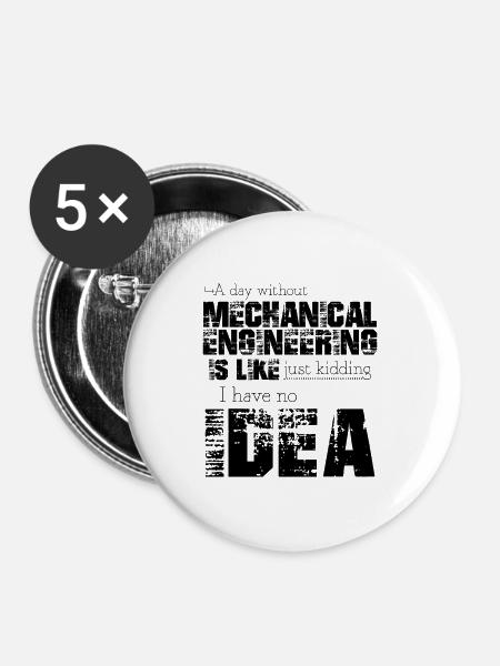 Maschinenbau - Buttons groß 56 mm (5er Pack) - Weiß
