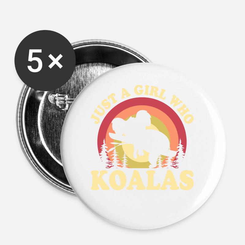 KOALAS BEST FRIEND - Buttons large 2.2''/56 mm (5-pack) - white
