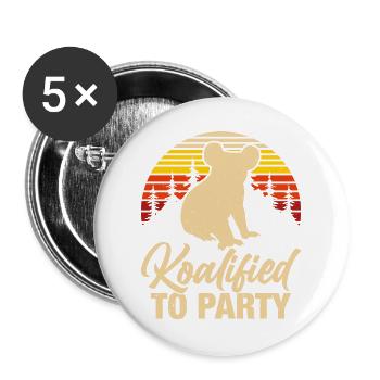 Koalified To Party - Buttons large 2.2''/56 mm (5-pack) - white - Front