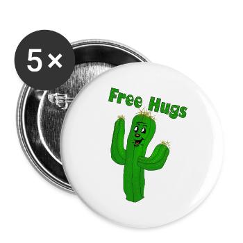 Free Hugs - Cactus Hug - all colors fun4m3 - Buttons large 2.2''/56 mm (5-pack) - white - Front