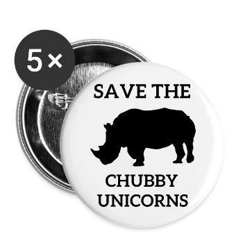 Save the Chubby Unicorn - Buttons groß 56 mm (5er Pack) - Weiß - Vorne