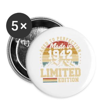 Vieilli À La Perfection Fabriqué En 1942 - Lot de 5 grands badges (56 mm) - blanc - Devant