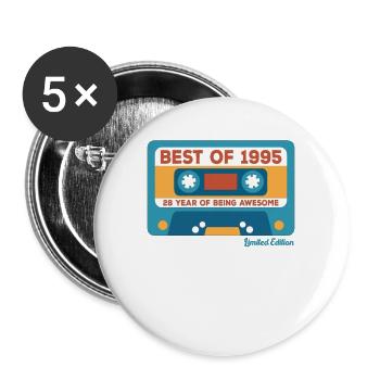 1995 Vintage Vintage Retro Cadeau D’anniversaire - Lot de 5 grands badges (56 mm) - blanc - Devant