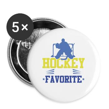 Saison de hockey sur glace - Lot de 5 grands badges (56 mm) - blanc - Devant