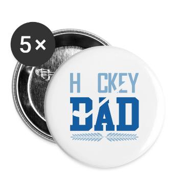 ice hockey dad - Buttons groß 56 mm (5er Pack) - Weiß - Vorne