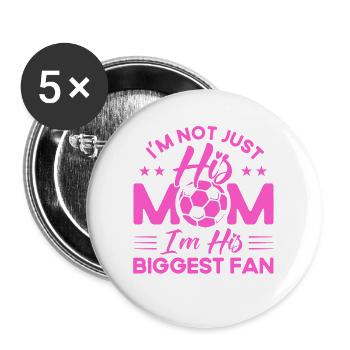 Sportfan Fußball Fußball Mama Geschenk - Buttons groß 56 mm (5er Pack) - Weiß - Vorne