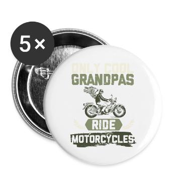 Motorcycle Grandfather - Buttons large 2.2''/56 mm (5-pack) - white - Front