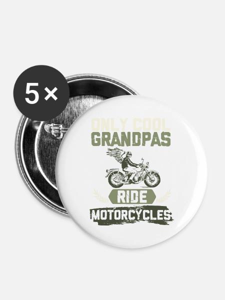 motorrad großvater - Buttons groß 56 mm (5er Pack) - Weiß