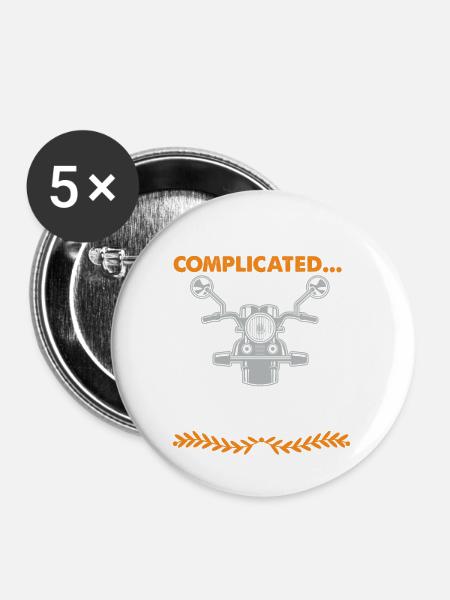 leben kompliziert motorrad - Buttons groß 56 mm (5er Pack) - Weiß