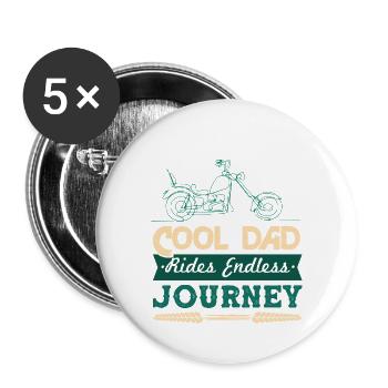 Papa moto - Lot de 5 grands badges (56 mm) - blanc - Devant