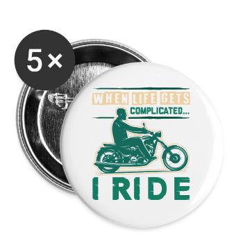 Motorcycle Life Saying - Buttons large 2.2''/56 mm (5-pack) - white - Front