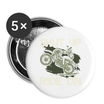 Devis Balade à moto - Lot de 5 grands badges (56 mm) - blanc - Devant