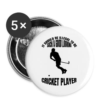 Cricket Slogan Cricket Fan Gift Team Cricket - Buttons large 2.2''/56 mm (5-pack) - white - Front