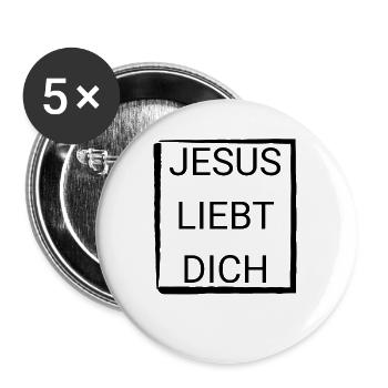 Jesus Liebt Dich Religion Glaube Gott Kirche Gebet - Buttons groß 56 mm (5er Pack) - Weiß - Vorne