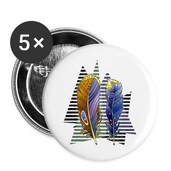 Feder - Buttons groß 56 mm (5er Pack) - Weiß - Vorne