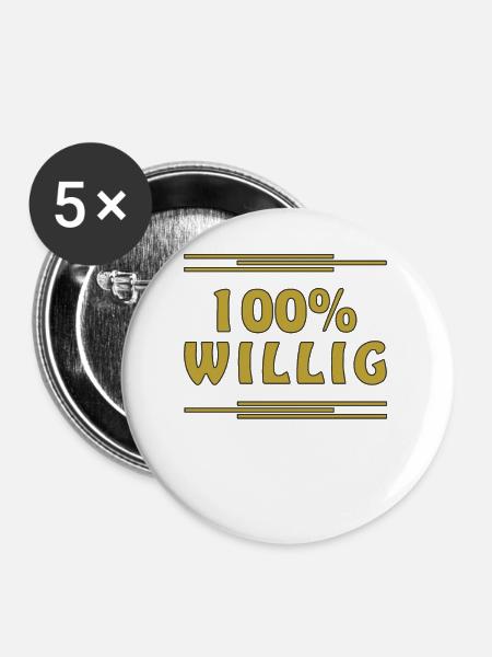 100% WILLIG - Buttons groß 56 mm (5er Pack) - Weiß
