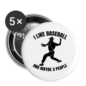 Baseballliebhaber Baseball Baseballspiel Geschenk - Buttons groß 56 mm (5er Pack) - Weiß - Vorne