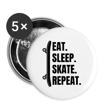 Skateboard Skating Skateboarding Skater Longboard - Lot de 5 grands badges (56 mm) - blanc - Devant
