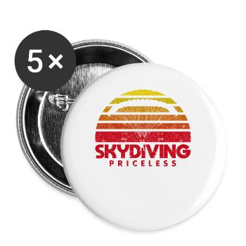 Drôle de parachutisme Fallschirmspringen Skydive Fall - Lot de 5 grands badges (56 mm) - blanc - Devant