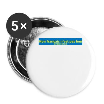 Französisch - Buttons groß 56 mm (5er Pack) - Weiß - Vorne