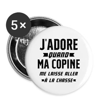 J'adore quand Ma Copine - Lot de 5 grands badges (56 mm) - blanc - Devant