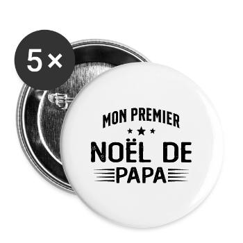 Premier Noël en Tant Que Papa Cadeau - Lot de 5 grands badges (56 mm) - blanc - Devant