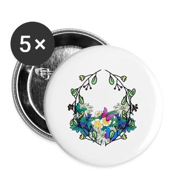 Frühlingsanfang Jahreszeit Naturliebhaber Umwelt - Buttons groß 56 mm (5er Pack) - Weiß - Vorne