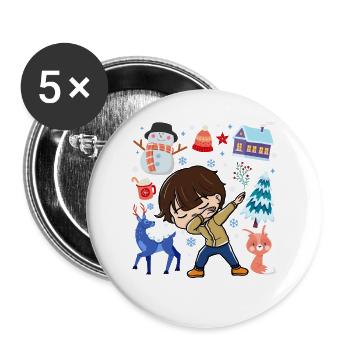 Dabbed Young Snow Deer Winter Temperate - Buttons large 2.2''/56 mm (5-pack) - white - Front
