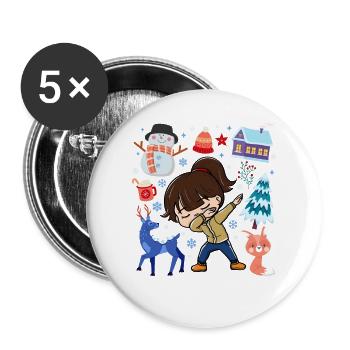 Spotted Girls Snow Deer Winter Temperate - Buttons large 2.2''/56 mm (5-pack) - white - Front