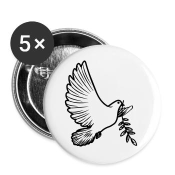 Transparente Friedenstaube mit Lorbeerzweig Friedenstaube - Buttons groß 56 mm (5er Pack) - Weiß - Vorne
