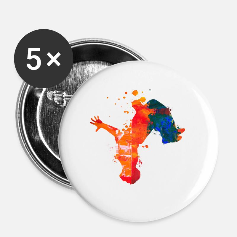 parkour - Lot de 5 grands badges (56 mm) - blanc