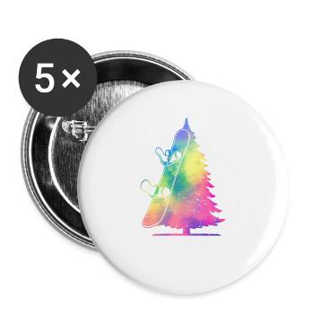 Vintage Pine Snowboard Wintersport Boarding - Buttons groß 56 mm (5er Pack) - Weiß - Vorne