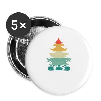 Vintage Pine Snowboard Wintersport Boarding - Buttons groß 56 mm (5er Pack) - Weiß - Vorne