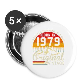 Einzigartig in seiner Art geboren 1979 Original Jahrgang - Buttons groß 56 mm (5er Pack) - Weiß - Vorne