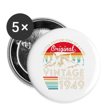 Original vintage established in 1949 anniversary - Buttons large 2.2''/56 mm (5-pack) - white - Front