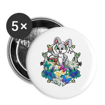 Early Spring Easter Eggs Easter Brush Easter - Buttons large 2.2''/56 mm (5-pack) - white - Front