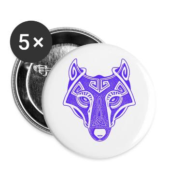 Viking Wolf lila transparent Fenrir mythologisch - Buttons groß 56 mm (5er Pack) - Weiß - Vorne