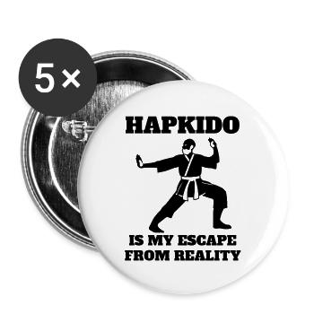Hapkido Kampfsport Kampfkunst Judo Aikido Karate - Buttons groß 56 mm (5er Pack) - Weiß - Vorne
