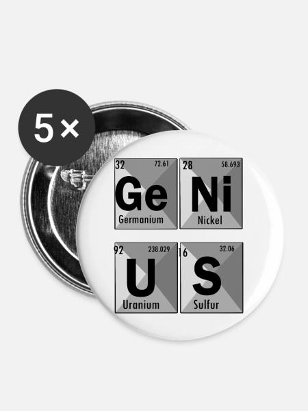 Genius mit Chemieanekdote - Buttons groß 56 mm (5er Pack) - Weiß
