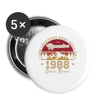 Les Légendes Sont Nées En Novembre 1988 - Lot de 5 grands badges (56 mm) - blanc - Devant