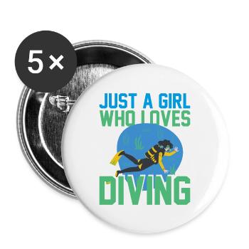 JUSTE UNE FILLE QUI AIME PLONGER - Lot de 5 grands badges (56 mm) - blanc - Devant