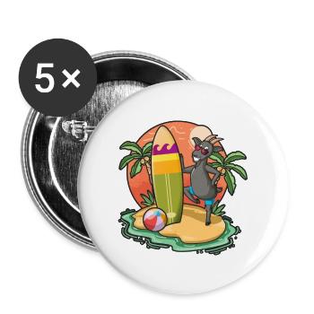Funny Goat Surf Lovers Cool Surfboard Surfing Pun - Buttons large 2.2''/56 mm (5-pack) - white - Front