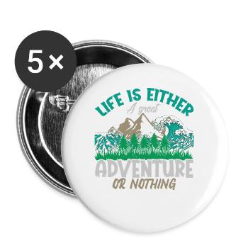 Abenteuer - Buttons groß 56 mm (5er Pack) - Weiß - Vorne