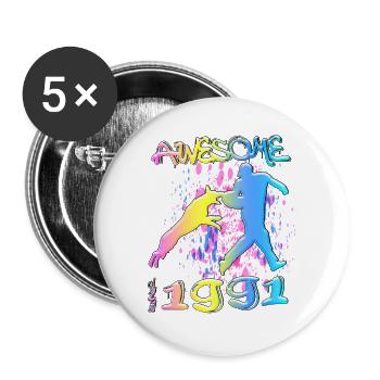 Awesome since 1991. Agility, Hundetraining - Buttons large 2.2''/56 mm (5-pack) - white - Front