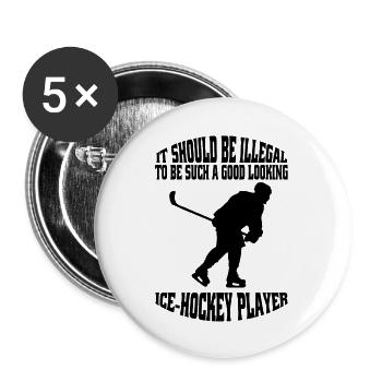 Eishockey Geschenk Wintersport Eishockeyteam - Buttons groß 56 mm (5er Pack) - Weiß - Vorne